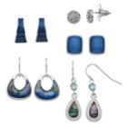 Simulated Abalone, Fireball & Teardrop Nickel Free Earring Set, Women's, Blue
