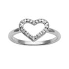 Sterling Silver 1/10-ct. T.w. Round-cut Diamond Heart Ring, Women's, Size: 7, White