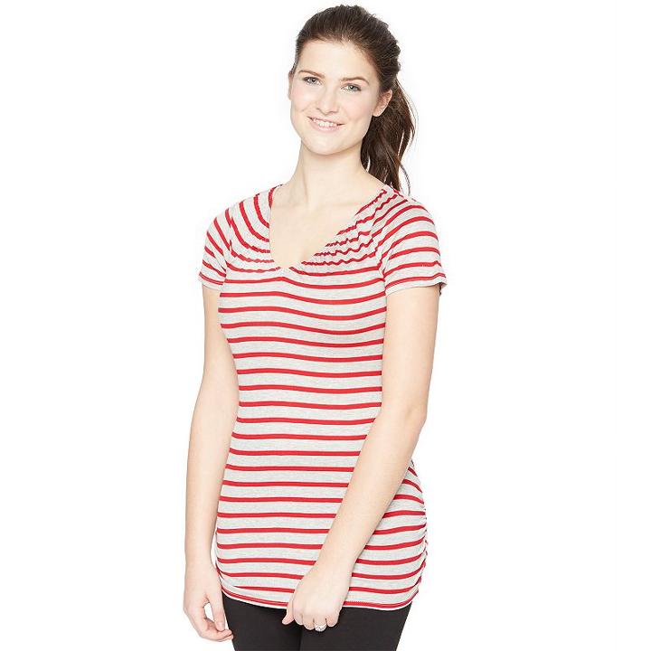 Maternity Oh Baby By Motherhood&trade; Striped Nursing Tee, Women's, Size: Xl, Red