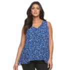 Plus Size Apt. 9 V-neck Shark-bite Tank Top, Women's, Size: 4xl, Blue