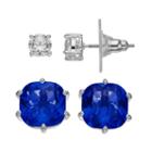 City Rox Cubic Zirconia Stud Earring Set, Women's, Blue