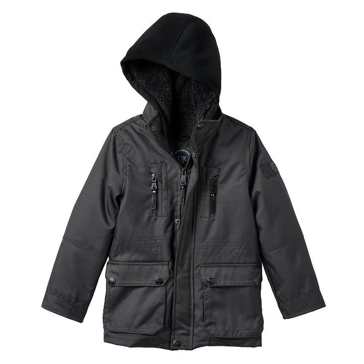 Boys 4-7 Urban Republic Ballistic Hooded Sherpa-lined Midweight Jacket, Boy's, Size: 5-6, Dark Grey