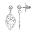 Openwork Leaf Drop Earrings, Women's, Silver