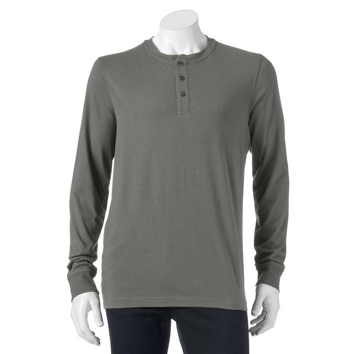 Men's Croft & Barrow&reg; Classic-fit Easy-care Henley, Size: Large, Dark Grey