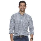 Men's Sonoma Goods For Life&trade; Modern-fit Checked Stretch Poplin Button-down Shirt, Size: Small, Natural