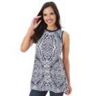 Women's Apt. 9&reg; Printed Swing Tank, Size: Small, Navy Puff
