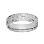 Sterling Silver Textured Cross Wedding Band - Men, Size: 9, Grey