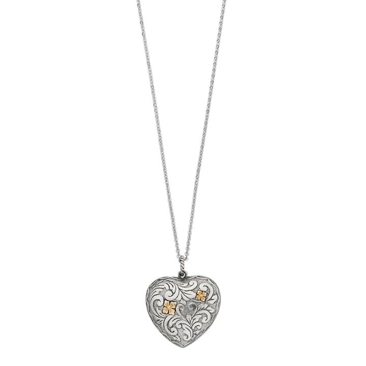 Sterling Silver Puffed Heart Pendant Necklace, Women's, Size: 18, Grey