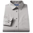 Men's Croft & Barrow&reg; Fitted Solid Broadcloth Spread-collar Dress Shirt, Size: 16-32/33, Grey