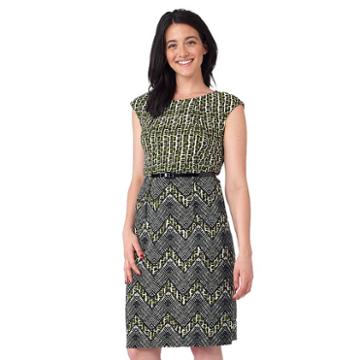 Women's Ile New York Contrast Chevron Sheath Dress, Size: 8, Green