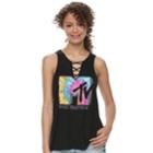 Juniors' Mtv Logo Lace-up Hatchi Tank, Teens, Size: Small, Black