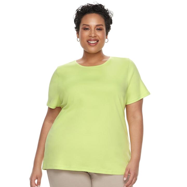 Plus Size Croft & Barrow&reg; Essential Crewneck Tee, Women's, Size: 3xl, Med Green