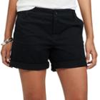 Women's Chaps Cuffed Twill Shorts, Size: 6, Black
