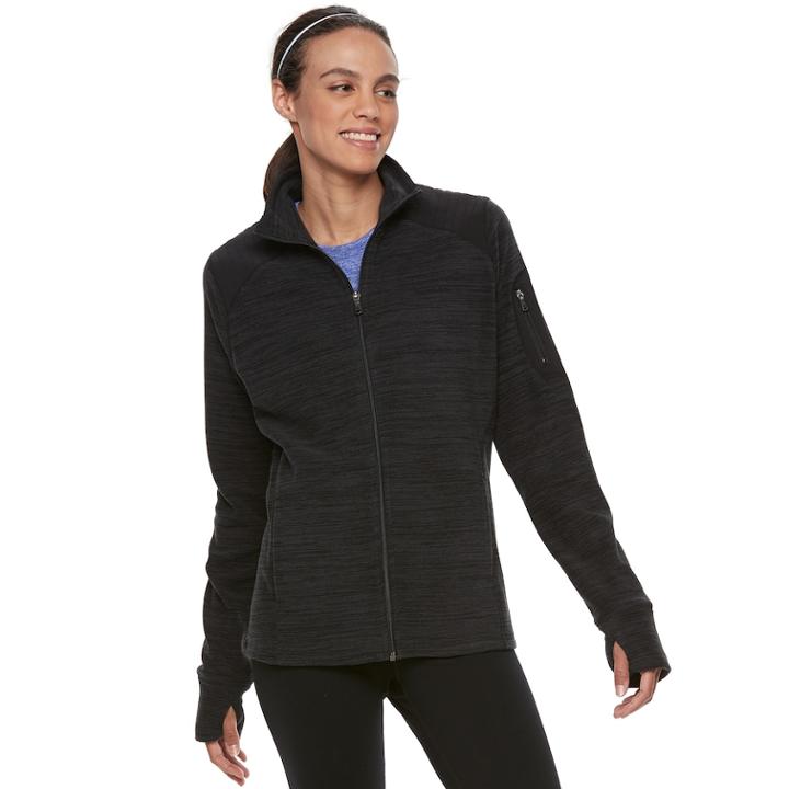 Women's Tek Gear&reg; Woven Blocked Microfleece Jacket, Size: Small, Black