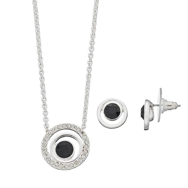 Dana Buchman Circle Necklace & Stud Earring Set, Women's, Black