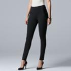 Women's Simply Vera Vera Wang Pintuck Ponte Midrise Skinny Pants, Size: Large, Black