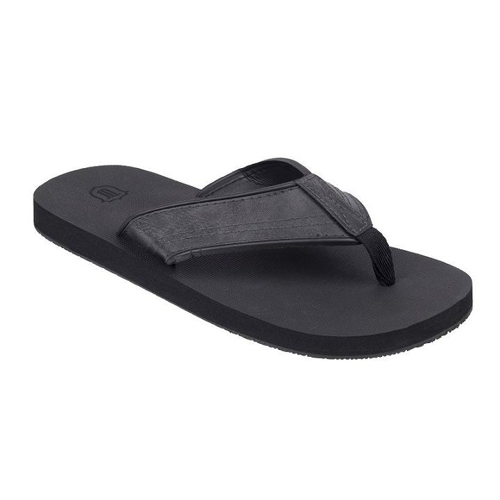 Men's Wembley Stitched Thong Flip-flops, Size: Medium, Black