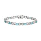 Blue Topaz And Diamond Accent Silver-plated Xo Bracelet, Women's, Size: 7.5