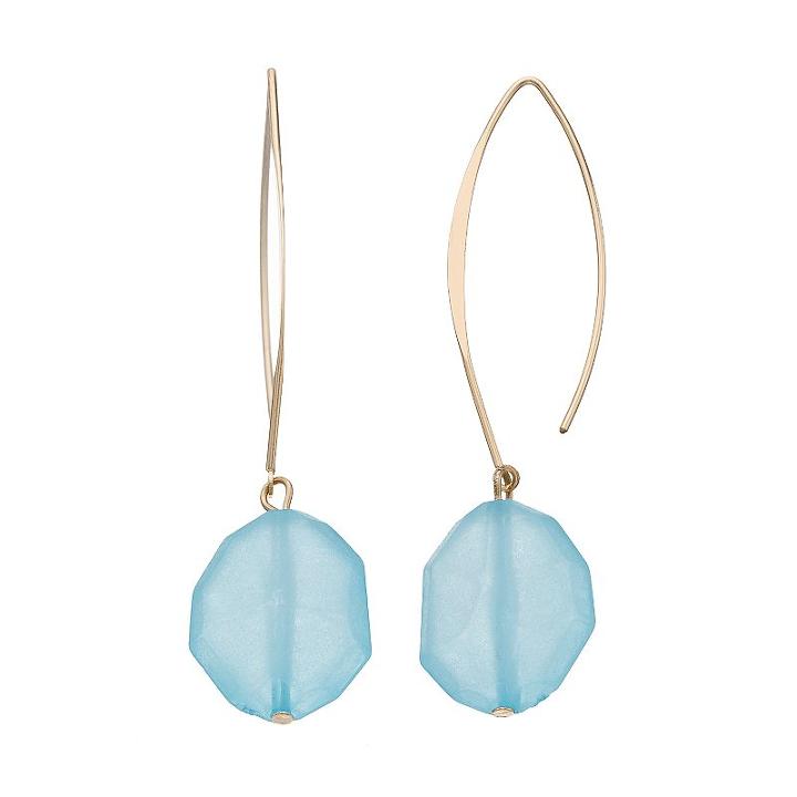Faceted Bead Threader Earrings, Women's, Turq/aqua