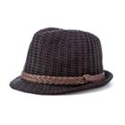 Scala Braided Trim Cable Knit Fedora, Women's, Black