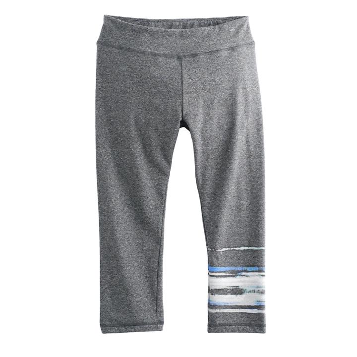 Girls 7-16 So&reg; Watercolor Gray Yoga Capri Leggings, Size: 16, Med Blue