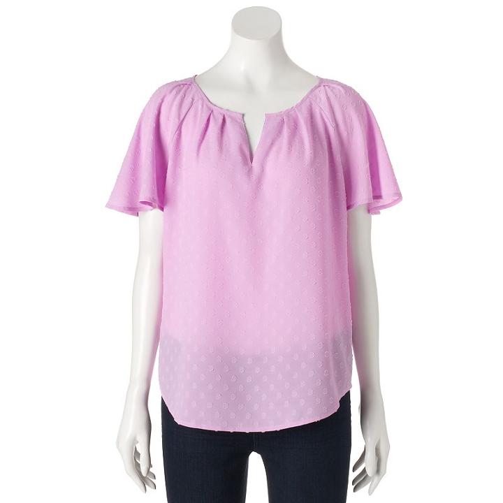 Women's Apt. 9&reg; Textured Flutter Top, Size: Large, Lt Purple