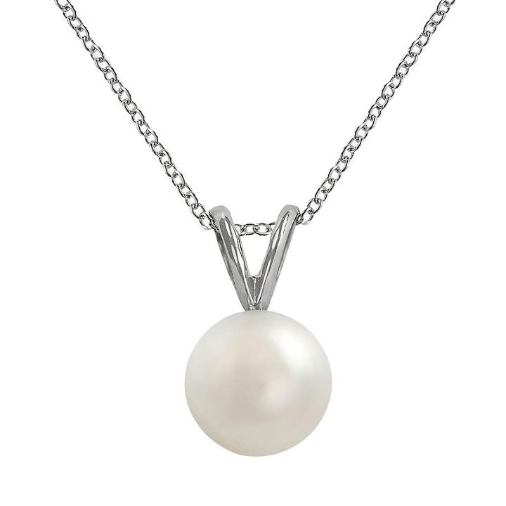 18k White Gold Aaa Akoya Cultured Pearl Pendant, Women's, Size: 18
