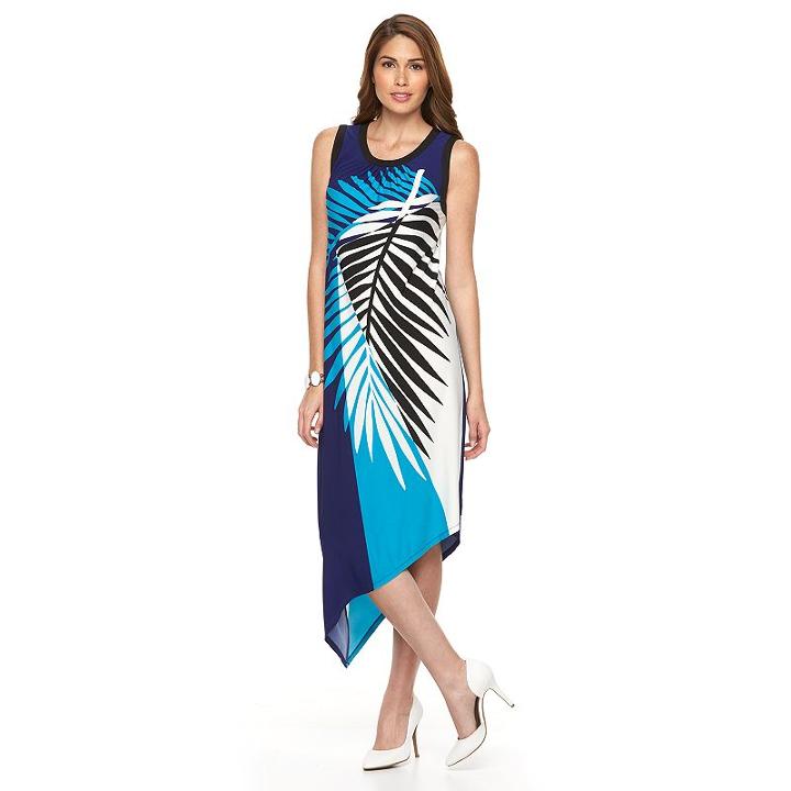 Women's Suite 7 Colorblock Asymmetrical Shift Dress, Size: 6, Blue Other