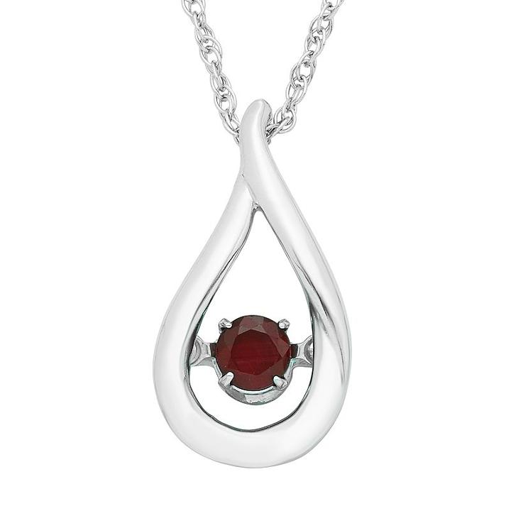 Sterling Silver Garnet Teardrop Pendant Necklace, Women's, Size: 18, Red