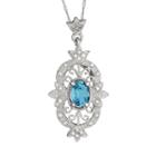 Sterling Silver Swiss Topaz And 1/10-ct. T.w. Diamond Pendant, Adult Unisex, Size: 18