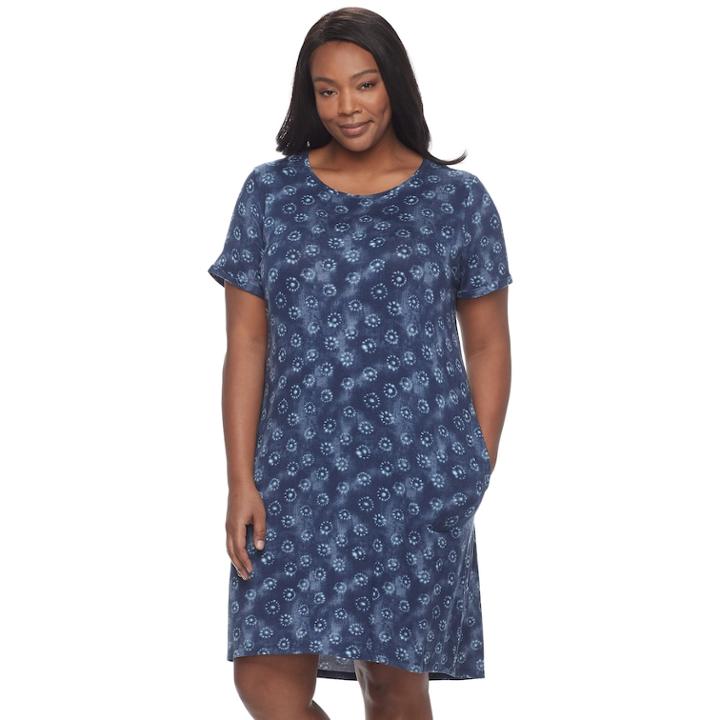 Plus Size Sonoma Goods For Life&trade; Keyhole Sleep Shirt, Women's, Size: 3xl, Blue