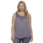 Juniors' Plus Size Mudd&reg; Embroidered Yoke Tank, Girl's, Size: 1xl, Med Purple