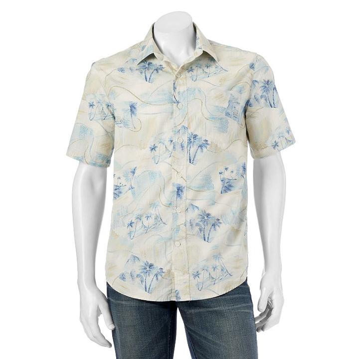 Big & Tall Batik Bay Modern-fit Patterned Casual Button-down Shirt, Men's, Size: Xl Tall, Natural