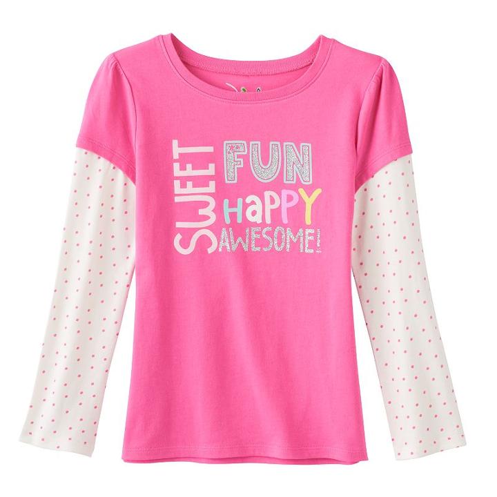 Girls 4-7 Jumping Beans&reg; Glitter Skater Tee, Girl's, Size: 7, Med Pink