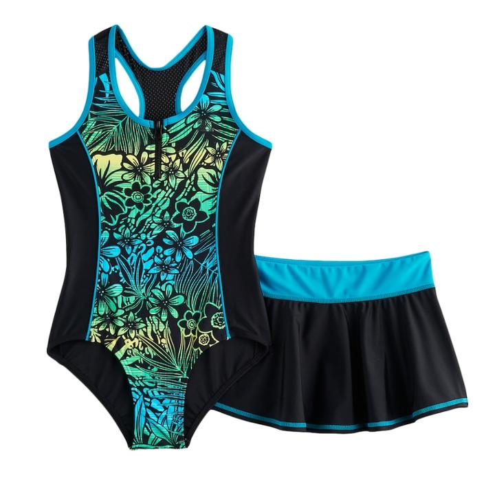 Girls 7-16 & Plus Size Zeroxposur One-piece With Skirt, Size: 18 1/2, Blue