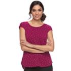 Women's Elle&trade; Printed Crepe Top, Size: Xs, Dark Red