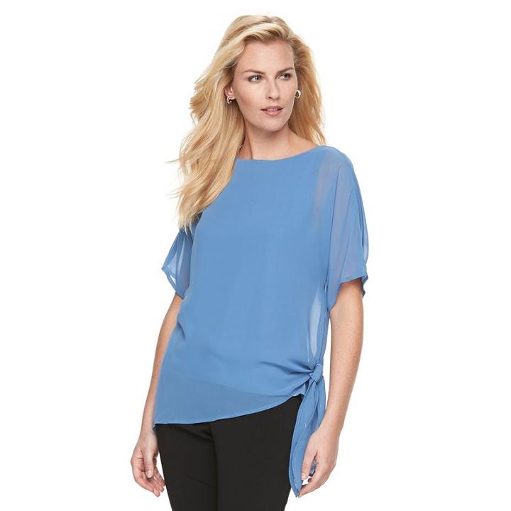Women's Dana Buchman Chiffon Popover Top, Size: Large, Blue (navy)