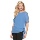 Women's Dana Buchman Chiffon Popover Top, Size: Large, Blue (navy)