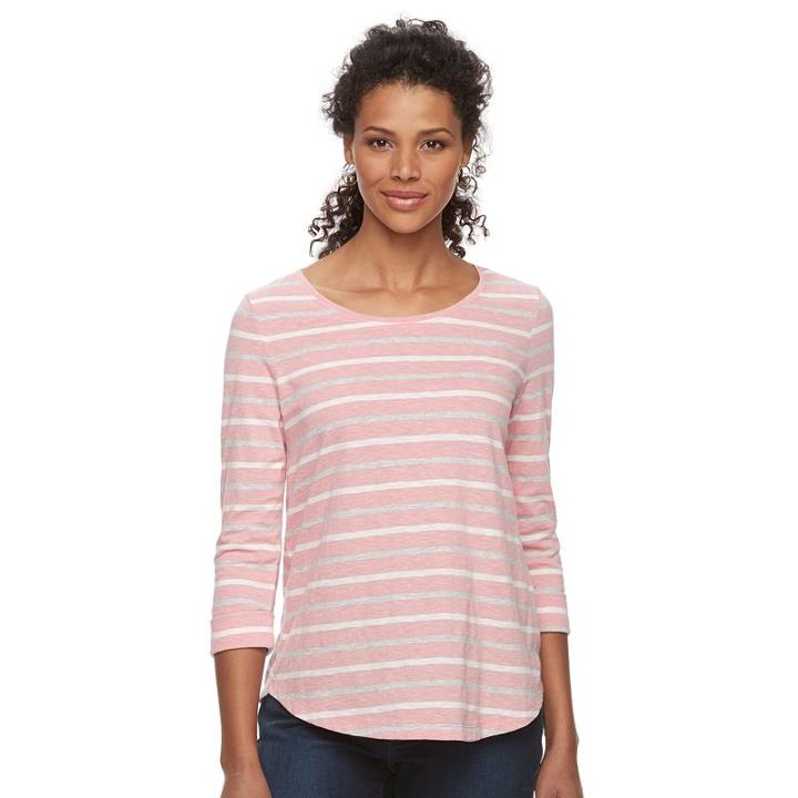 Women's Croft & Barrow&reg; Slubbed Scoopneck Tee, Size: Xl, Med Pink