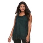 Plus Size Apt. 9&reg; Scalloped Lace Hem Tunic Top, Women's, Size: 1xl, Green