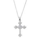 Cubic Zirconia Sterling Silver Cross Pendant Necklace, Women's, Size: 18