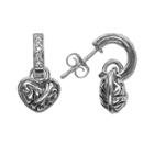 Lyric Sterling Silver Diamond Accent Heart Flower Drop Earrings, Women's, Grey
