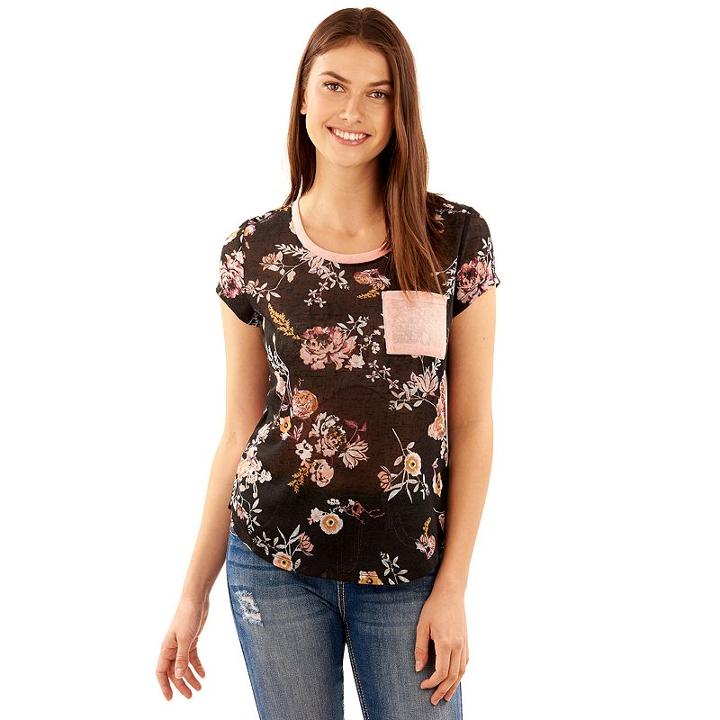 Juniors' Wallflower Contrast Pocket Print Tee, Teens, Size: Medium, Med Grey