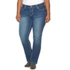 Plus Size Rhythm In Blues Ripped Slim Bootcut Jeans, Women's, Size: 14 W, Dark Blue