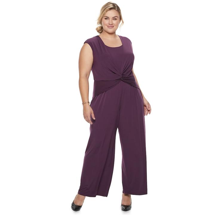 Plus Size Suite 7 Wrap Jumpsuit, Women's, Size: 22 W, Drk Purple