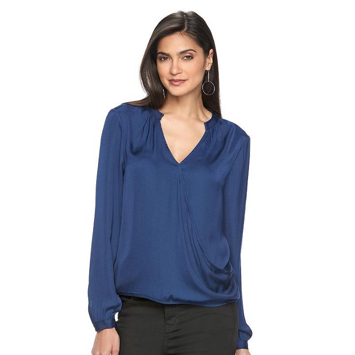 Women's Jennifer Lopez Surplice Popover Top, Size: Large, Blue