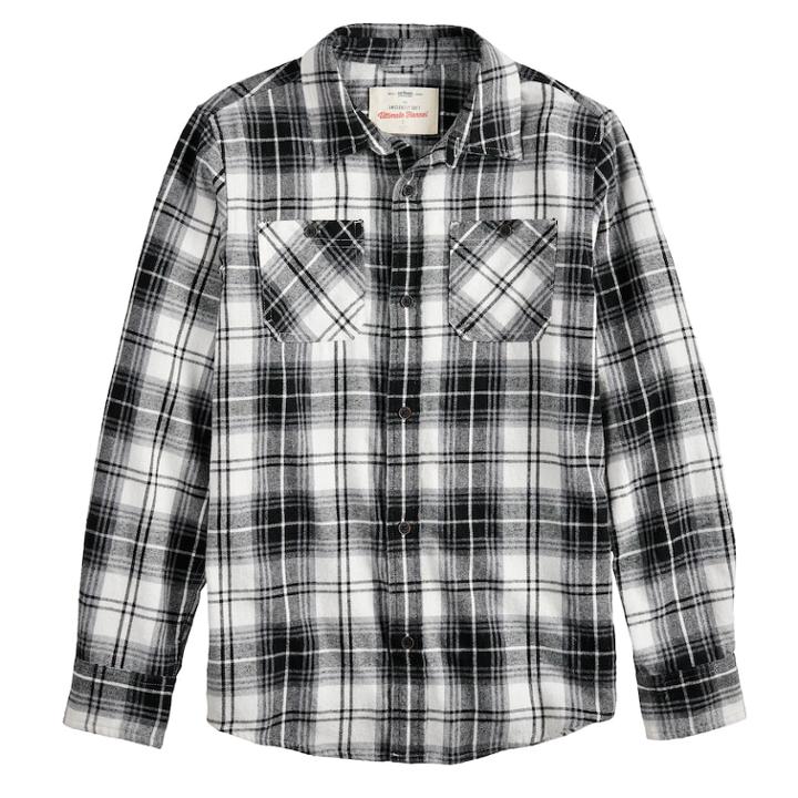 Boys 8-20 & Husky Urban Pipeline&reg; Button-down Flannel Shirt, Size: L Husky, Black