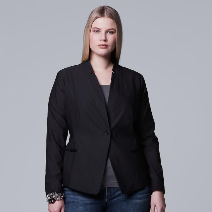 Plus Size Simply Vera Vera Wang Crop Blazer, Women's, Size: 2xl, Black