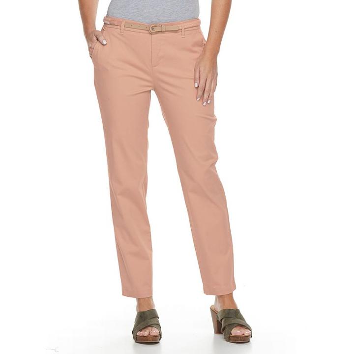 Women's Croft & Barrow&reg; Tapered Chino Pants, Size: 14 T/l, Lt Orange