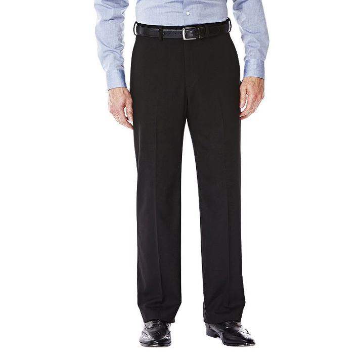 Men's J.m. Haggar Premium Classic-fit Flat-front Stretch Suit Pants, Size: 42x29, Black